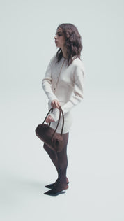 OYSTER SHOULDER BAG - CHOCOLATE SUEDE