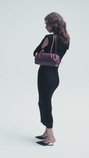 OYSTER SHOULDER BAG - WINE PEBBLE GRAINED LEATHER