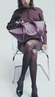 LARGE MOCHI - WINE PEBBLE GRAINED LEATHER