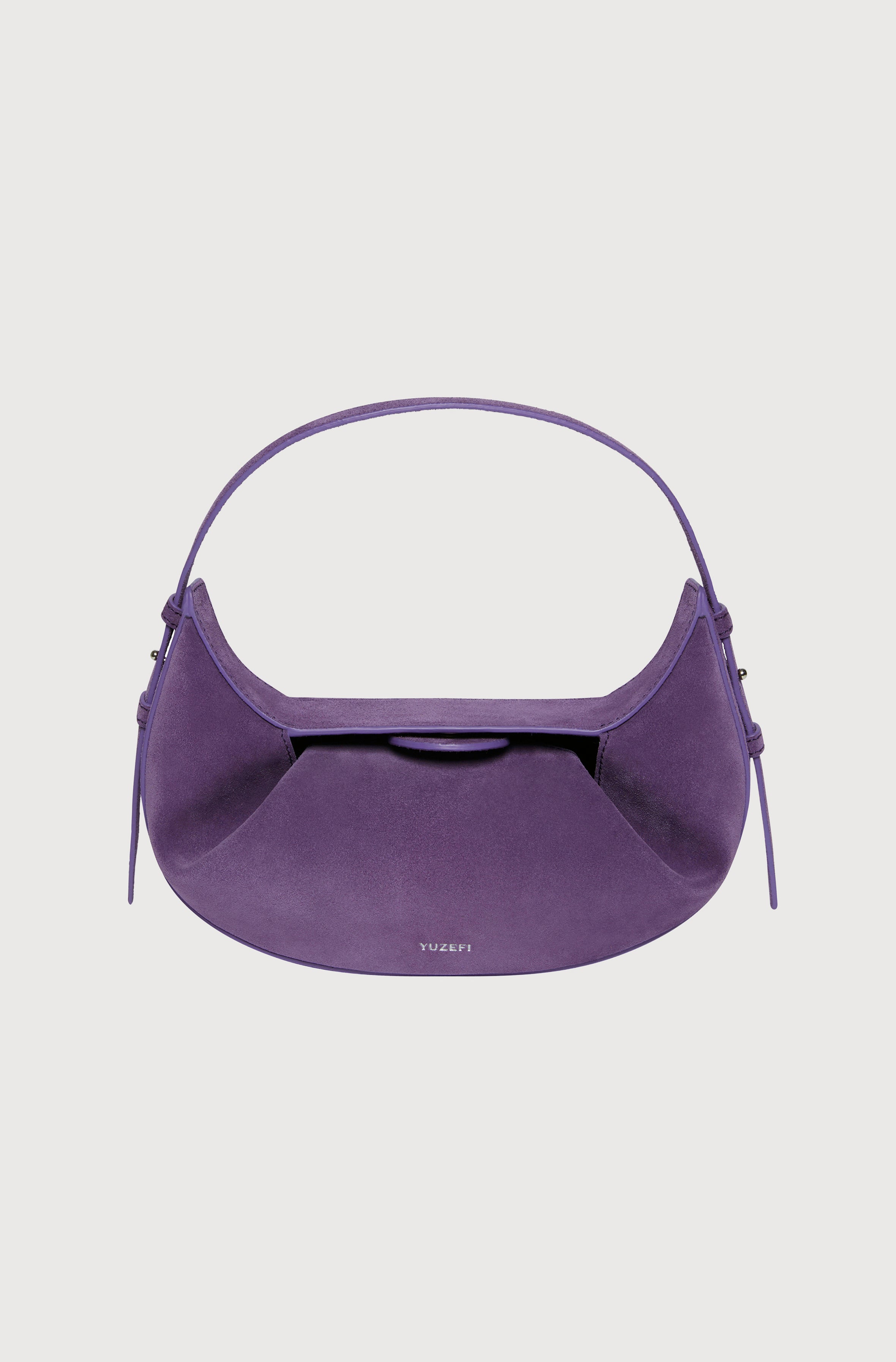 Mini Fortune Cookie Bag in Purple Leather