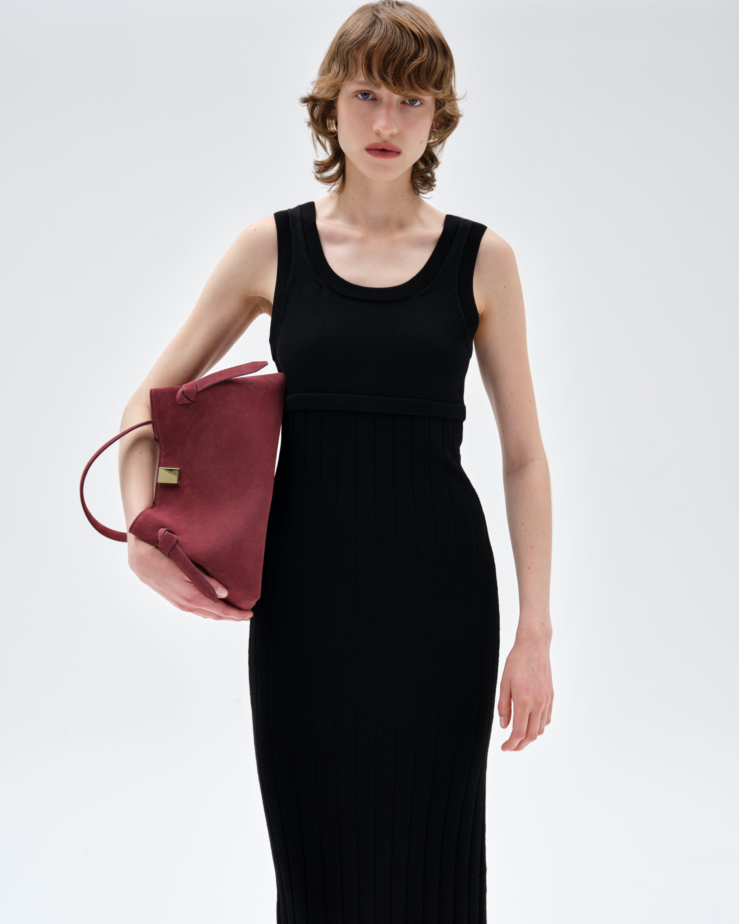 LENA TUCK STITCH MAXI DRESS - BLACK
