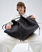XL MOCHI - BLACK WOVEN RAFFIA