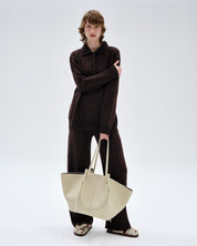 ROWAN TUCK STITCH TROUSERS - CHOCOLATE