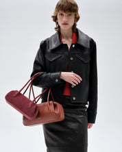 OYSTER MINI SHOULDER BAG - WINE SUEDE