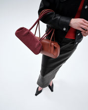 OYSTER MINI SHOULDER BAG - WINE SUEDE