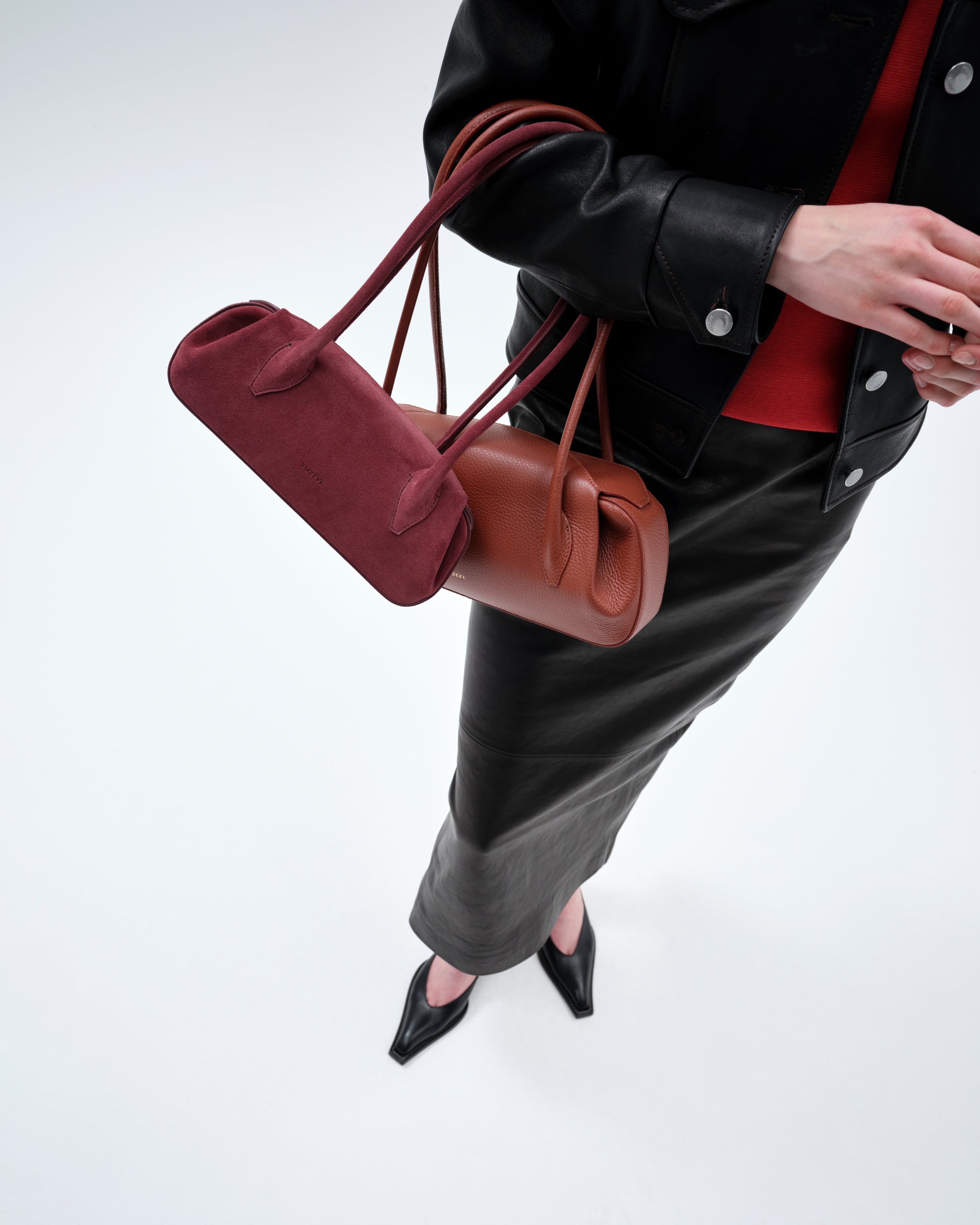 OYSTER MINI SHOULDER BAG - WINE SUEDE
