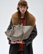 LARGE MOCHI - TAUPE PEBBLE GRAINED LEATHER