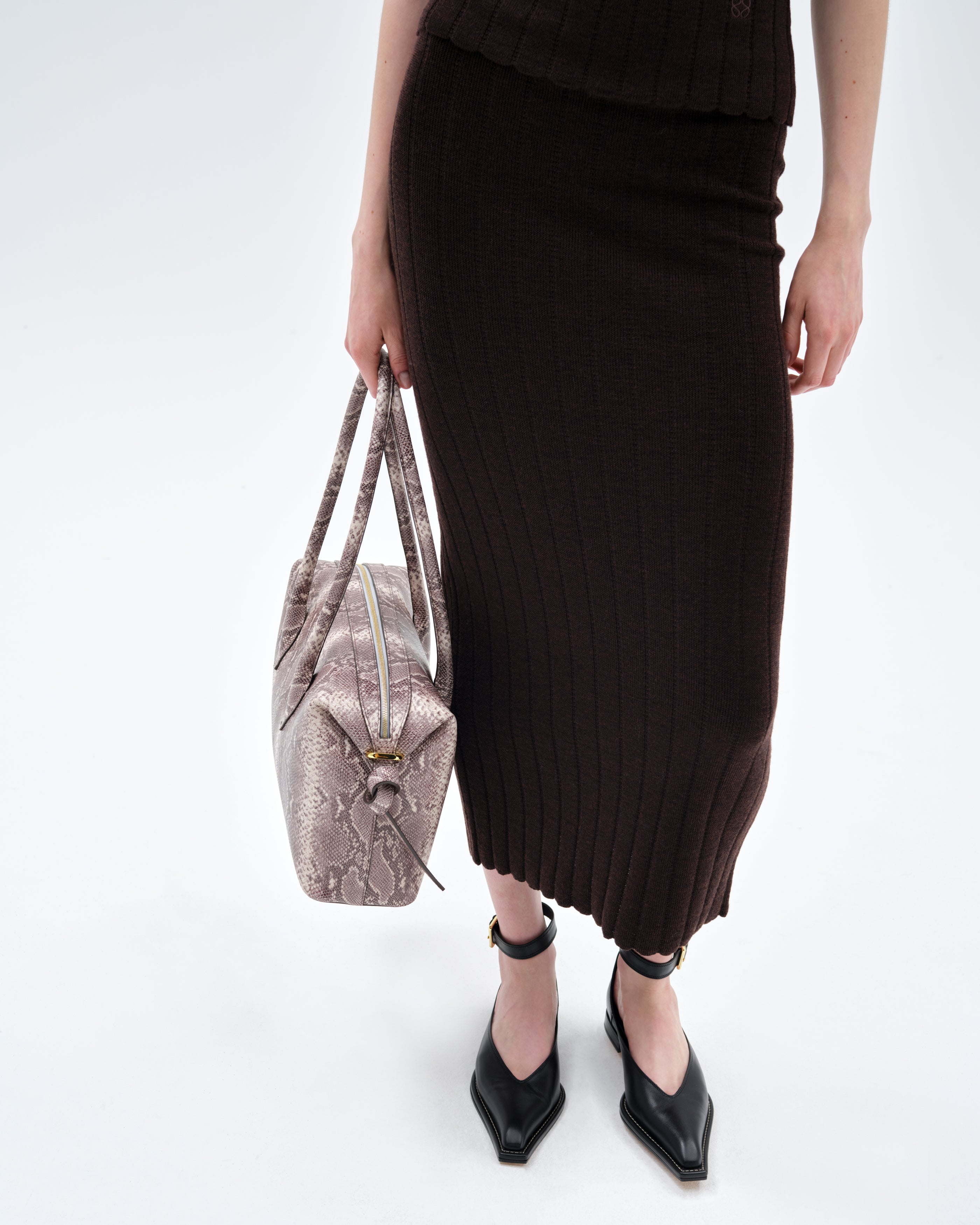 SERAPHINE TUCK STITCH MAXI SKIRT - CHOCOLATE