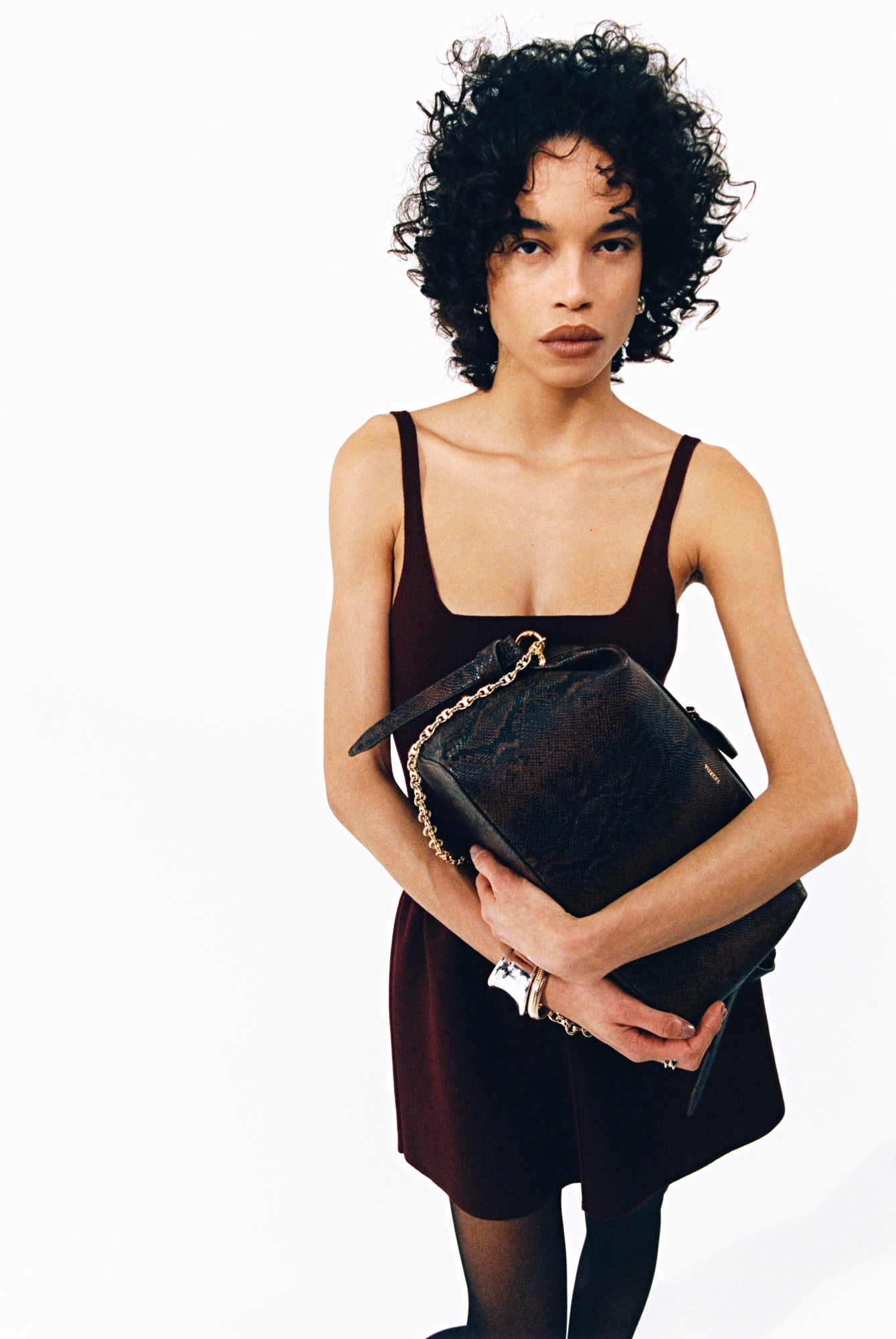 BRIOCHE POUCH - EMBOSSED SNAKE COWHIDE LEATHER