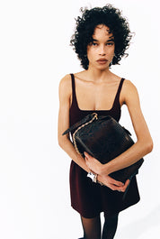 BRIOCHE POUCH - EMBOSSED SNAKE COWHIDE LEATHER