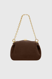 OYSTER MINI CLUTCH - CHOCOLATE SUEDE