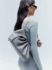 SCALLOP CLUTCH - ZINC PEBBLE GRAINED LEATHER