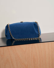 OYSTER CLUTCH - BLUE SUEDE