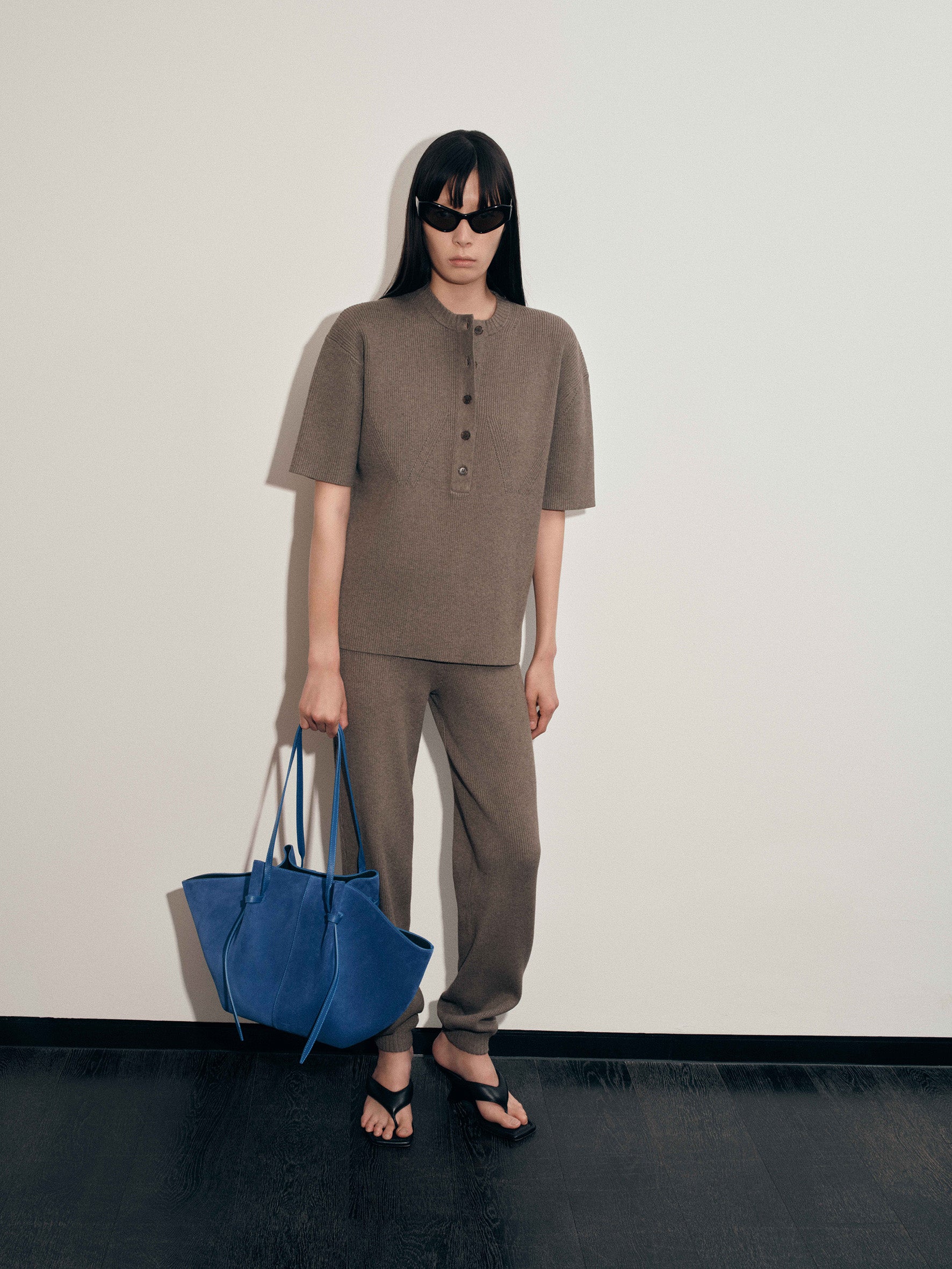 OVERSIZED KNIT T-SHIRT - CLAY