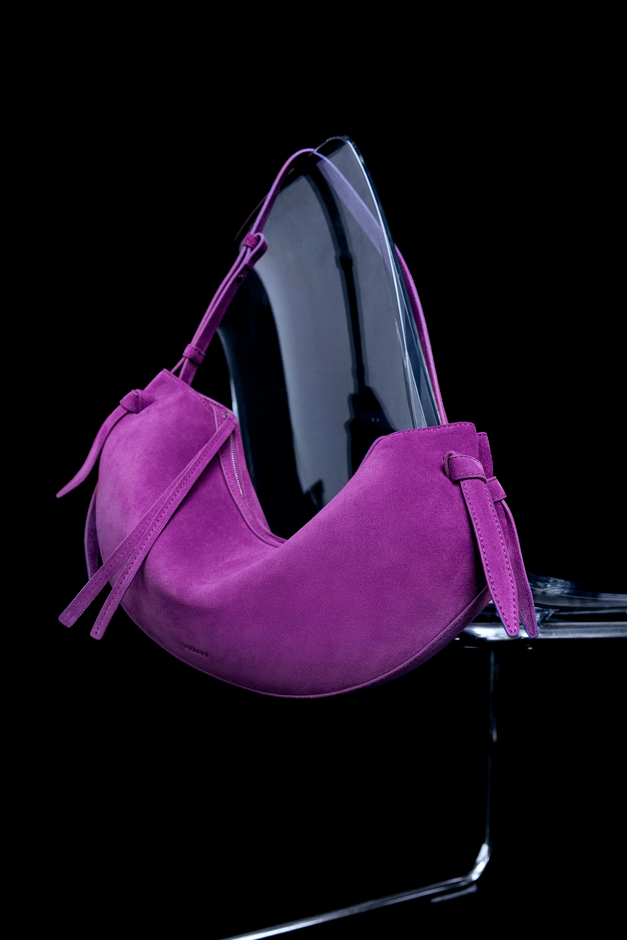 LARGE FORTUNE COOKIE - MAGENTA SUEDE