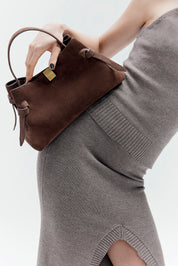 KNIT SKIRT WITH FRONT SPLIT - CLAY
