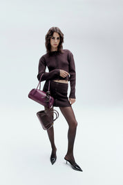 KNIT MINI SKIRT - CHOCOLATE