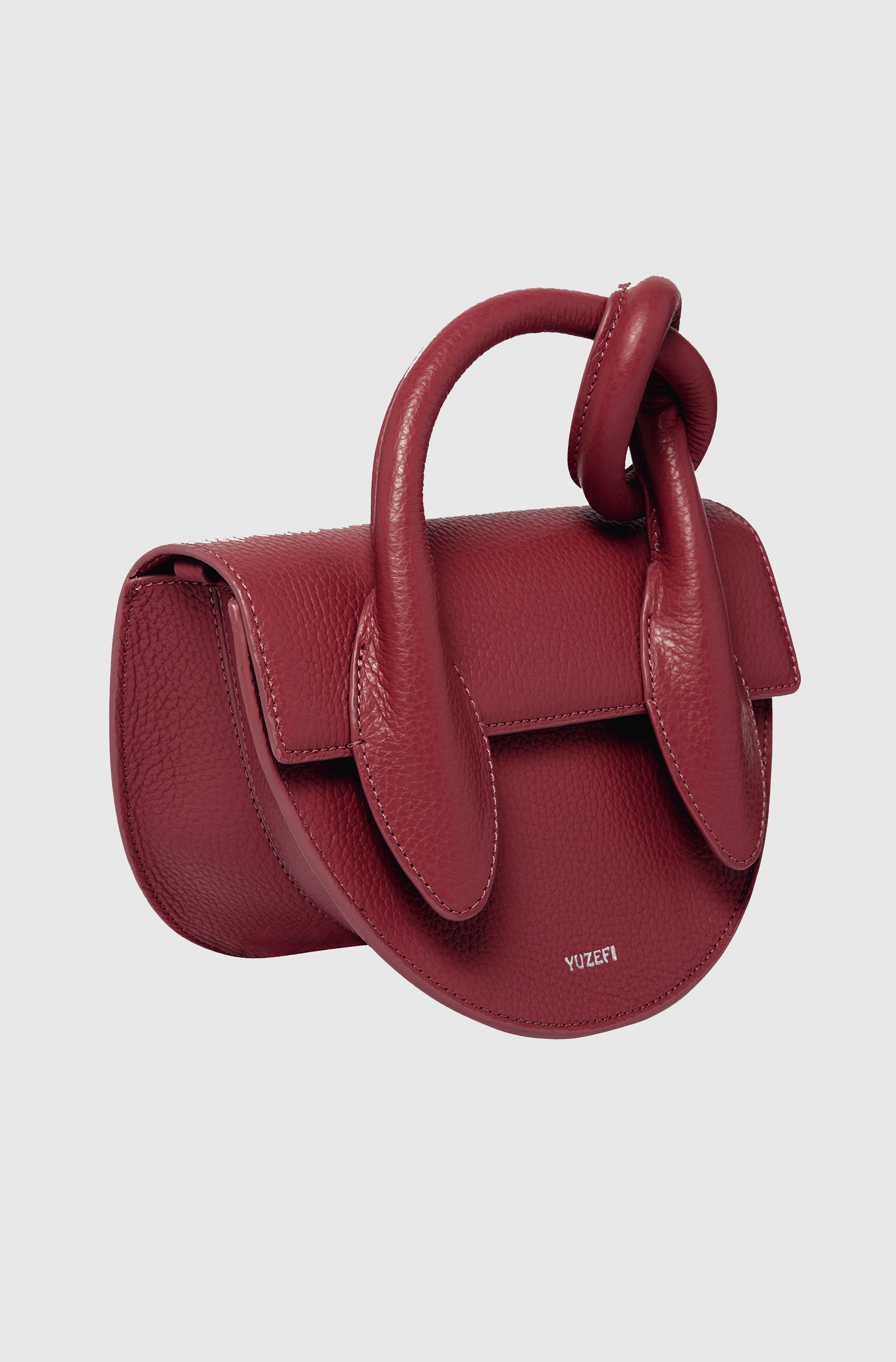 PRETZEL - CRANBERRY PEBBLE GRAINED LEATHER