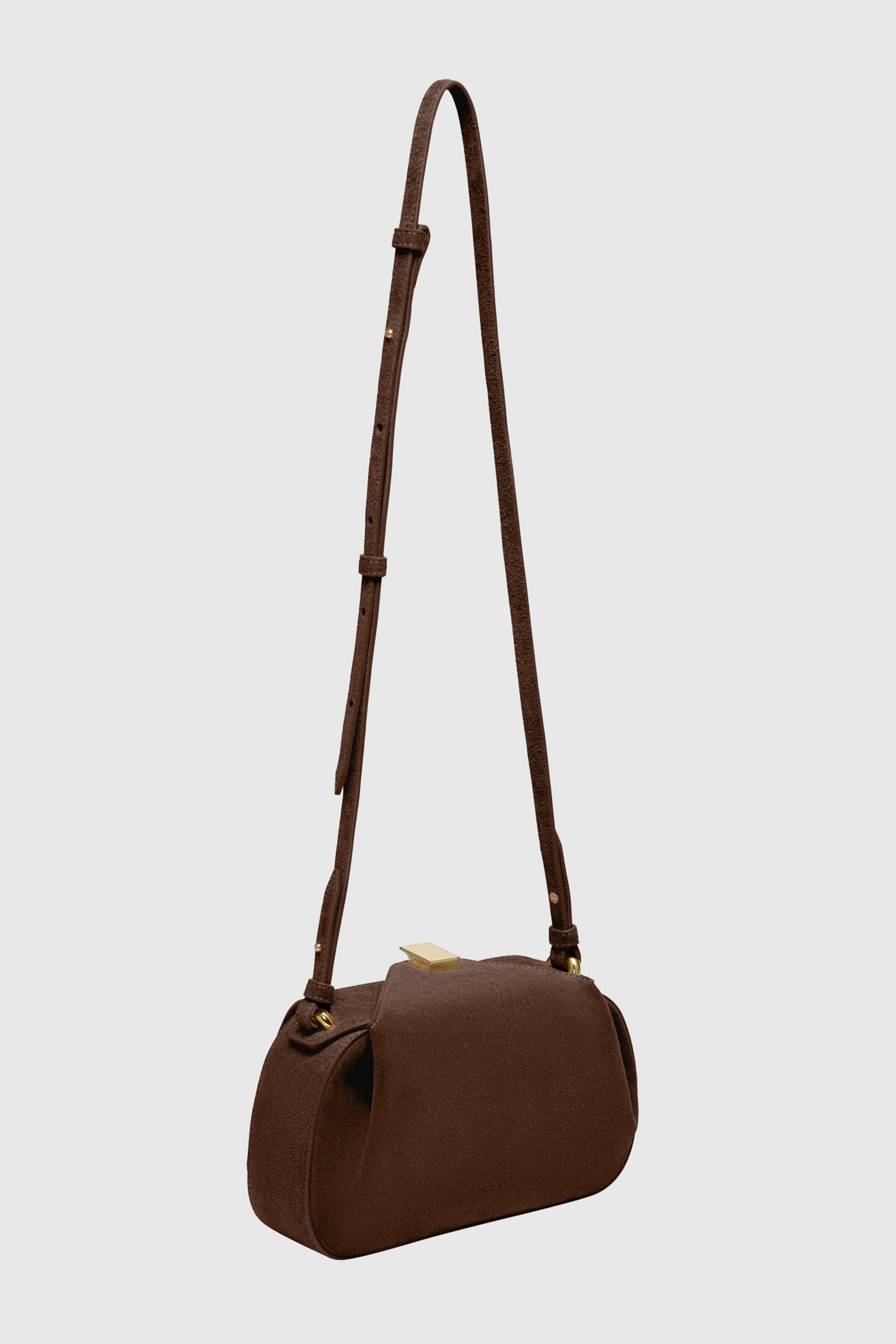 OYSTER MINI CLUTCH - CHOCOLATE SUEDE