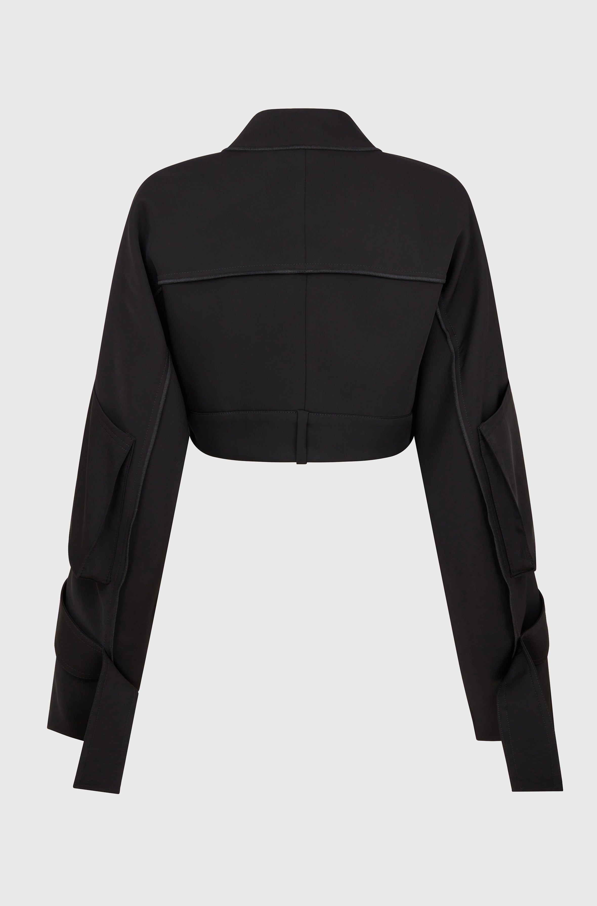 CROPPED JACKET WITH POCKET - BLACK