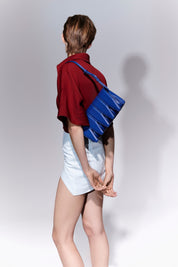 DENIM MINI SKIRT WITH INSERTS - LIGHT WASH