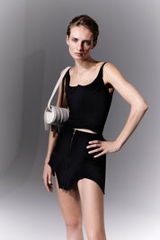 MINI SKIRT WITH INSERTS - BLACK