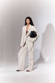 BENT KNEE TROUSERS WITH POCKETS - OAT