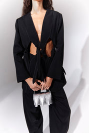 KNOTS CUTOUT JACKET - BLACK