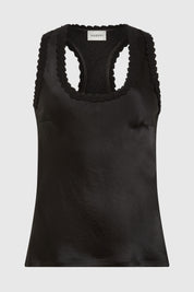 ANARA SATEEN SCOOP NECK TOP - BLACK