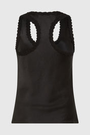 ANARA SATEEN SCOOP NECK TOP - BLACK