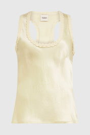 ANARA SATEEN SCOOP NECK TOP - VANILLA