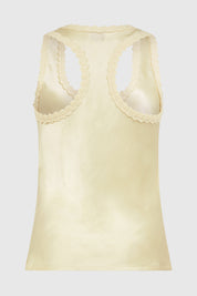 ANARA SATEEN SCOOP NECK TOP - VANILLA