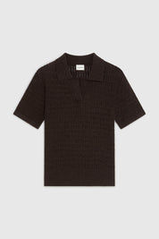 AURI KNIT EYELASH POLO - ESPRESSO