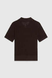 AURI KNIT EYELASH POLO - ESPRESSO