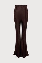 BABYLOCK FLARED TROUSERS - BROWN SATIN