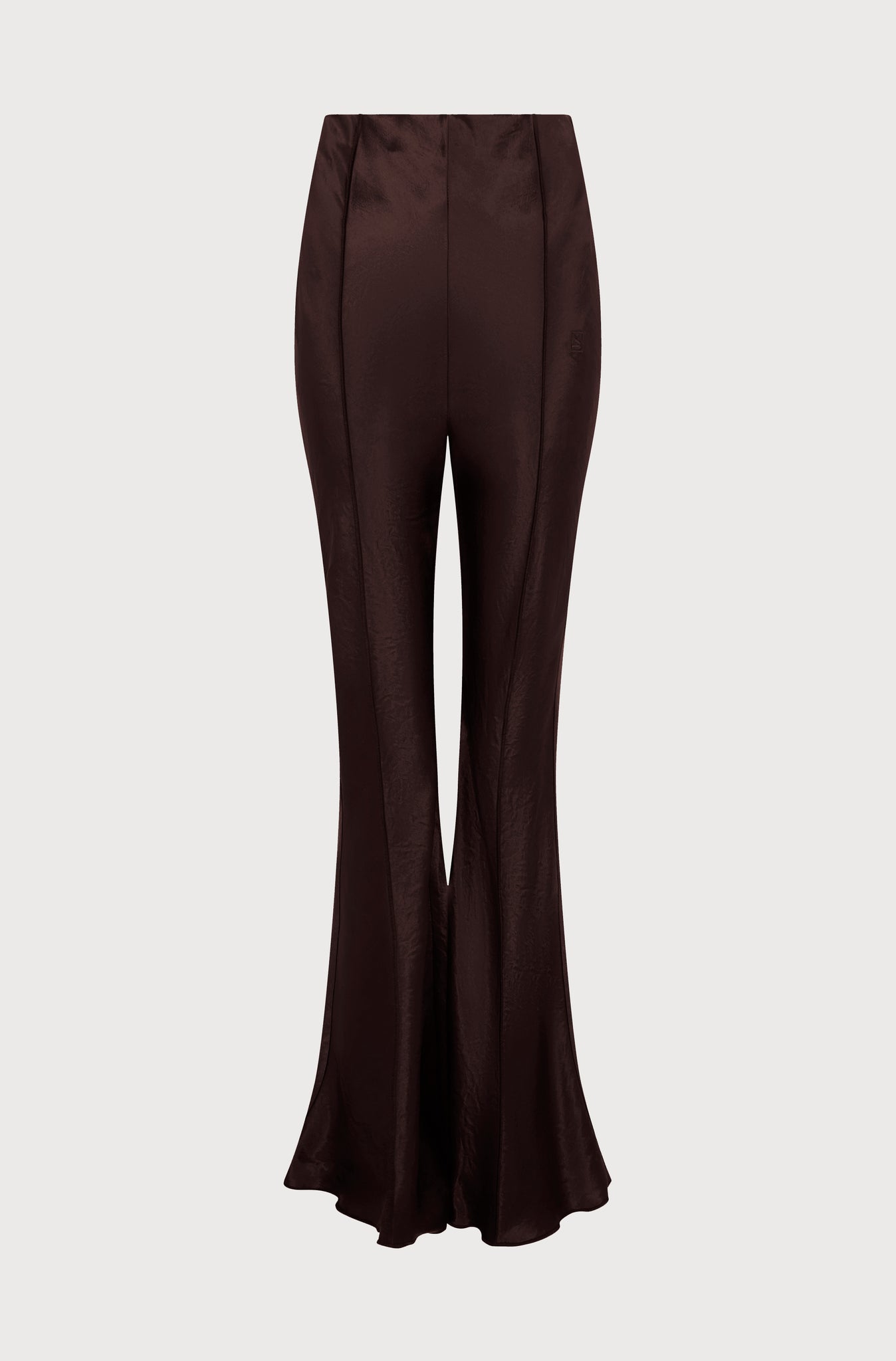 BABYLOCK FLARED TROUSERS - BROWN SATIN