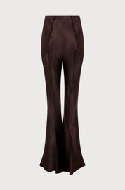 BABYLOCK FLARED TROUSERS - BROWN SATIN