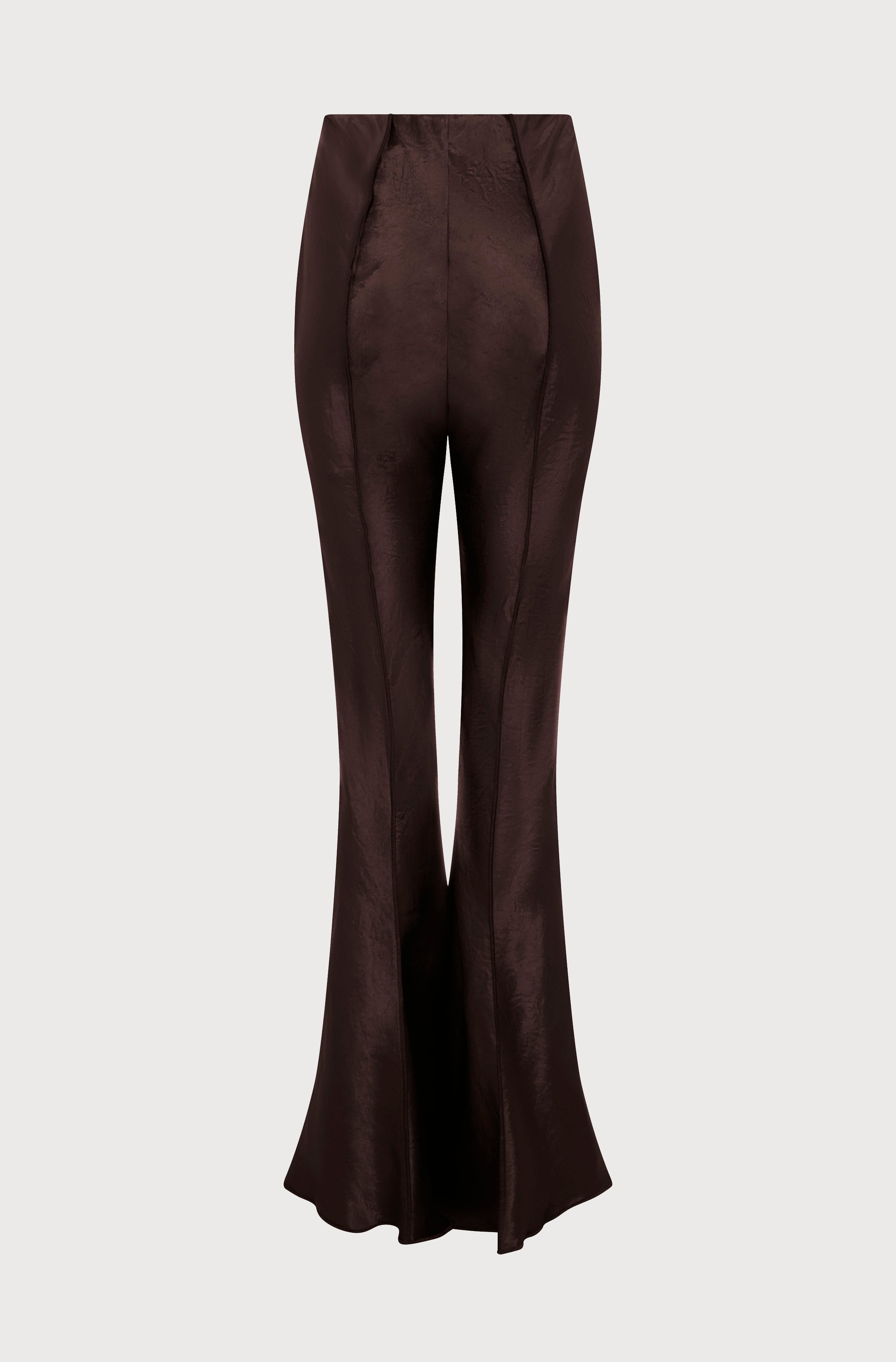 BABYLOCK FLARED TROUSERS - BROWN SATIN
