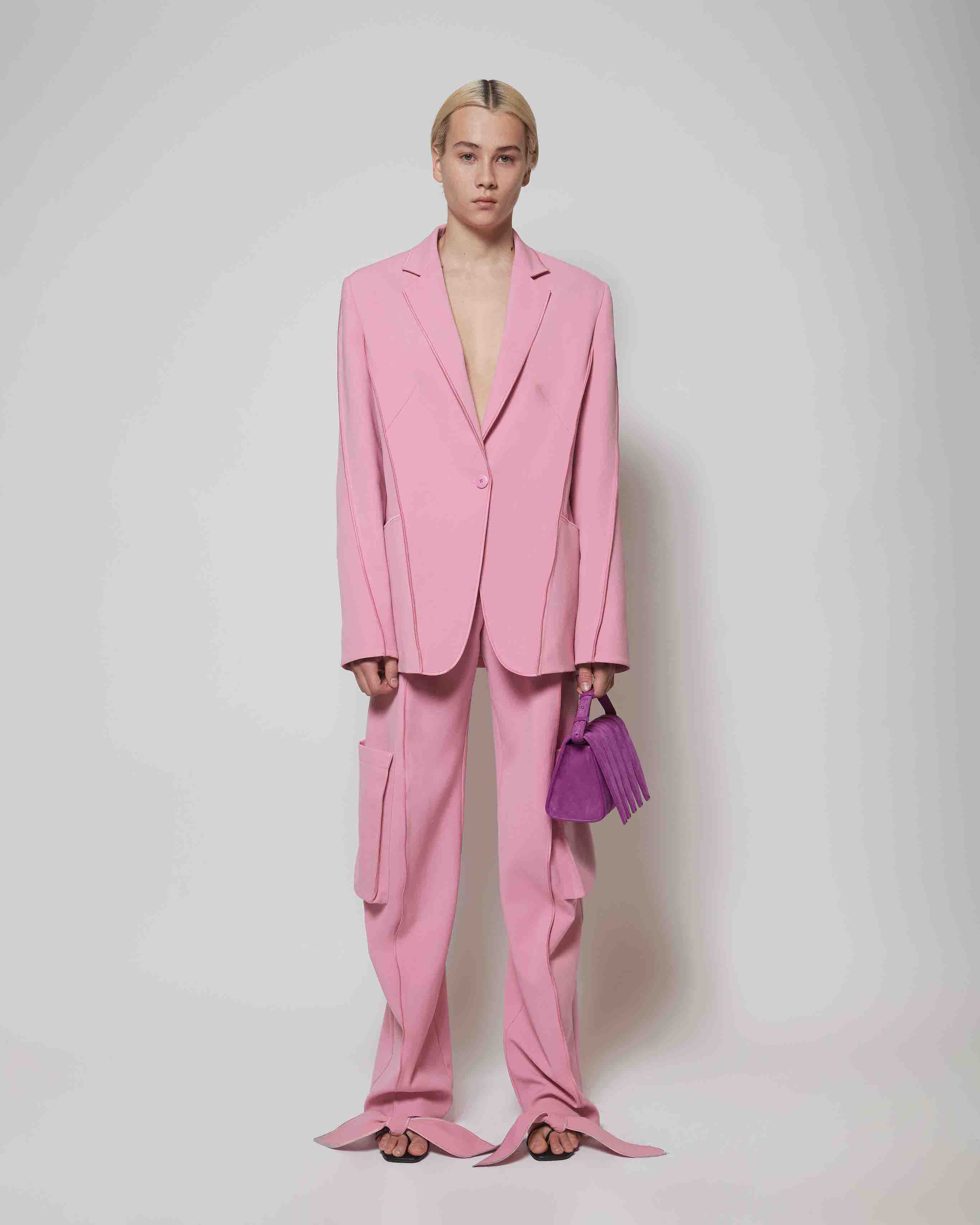 BENT KNEE TROUSERS WITH POCKETS - PINK