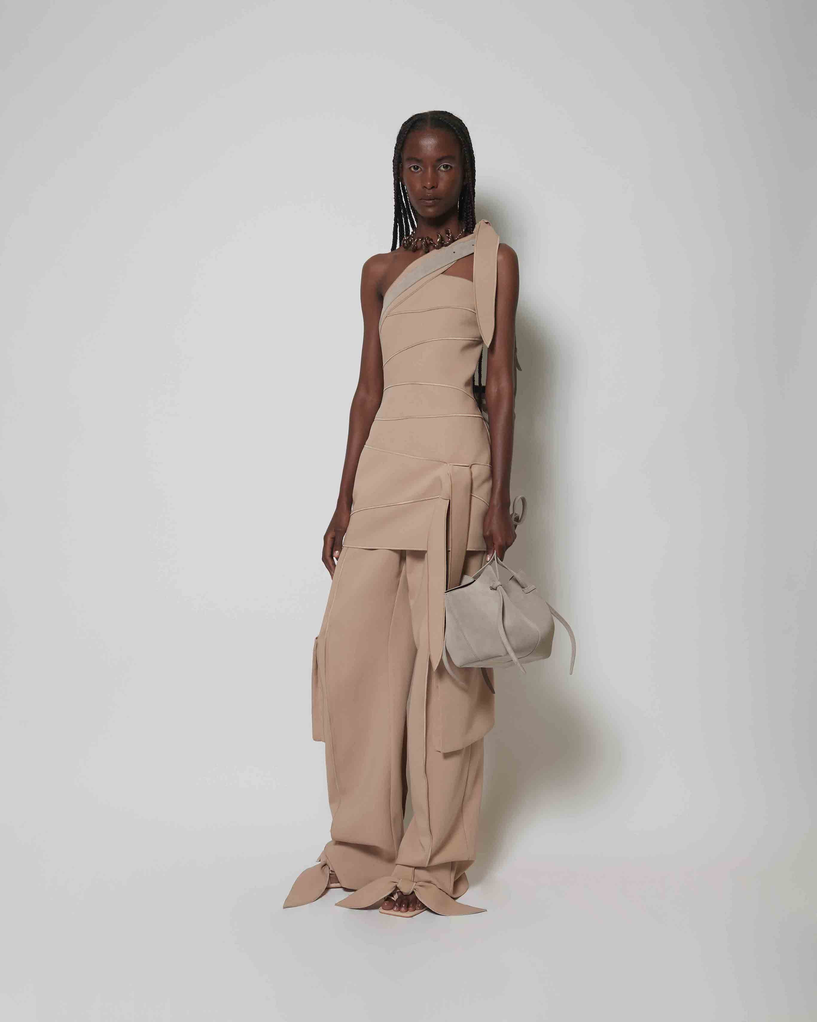 BENT KNEE TROUSERS WITH POCKETS - BEIGE