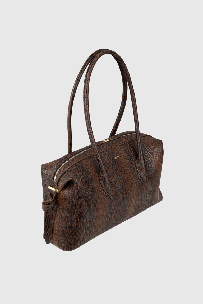 BRIOCHE DUFFLE	- EMBOSSED SNAKE COWHIDE LEATHER