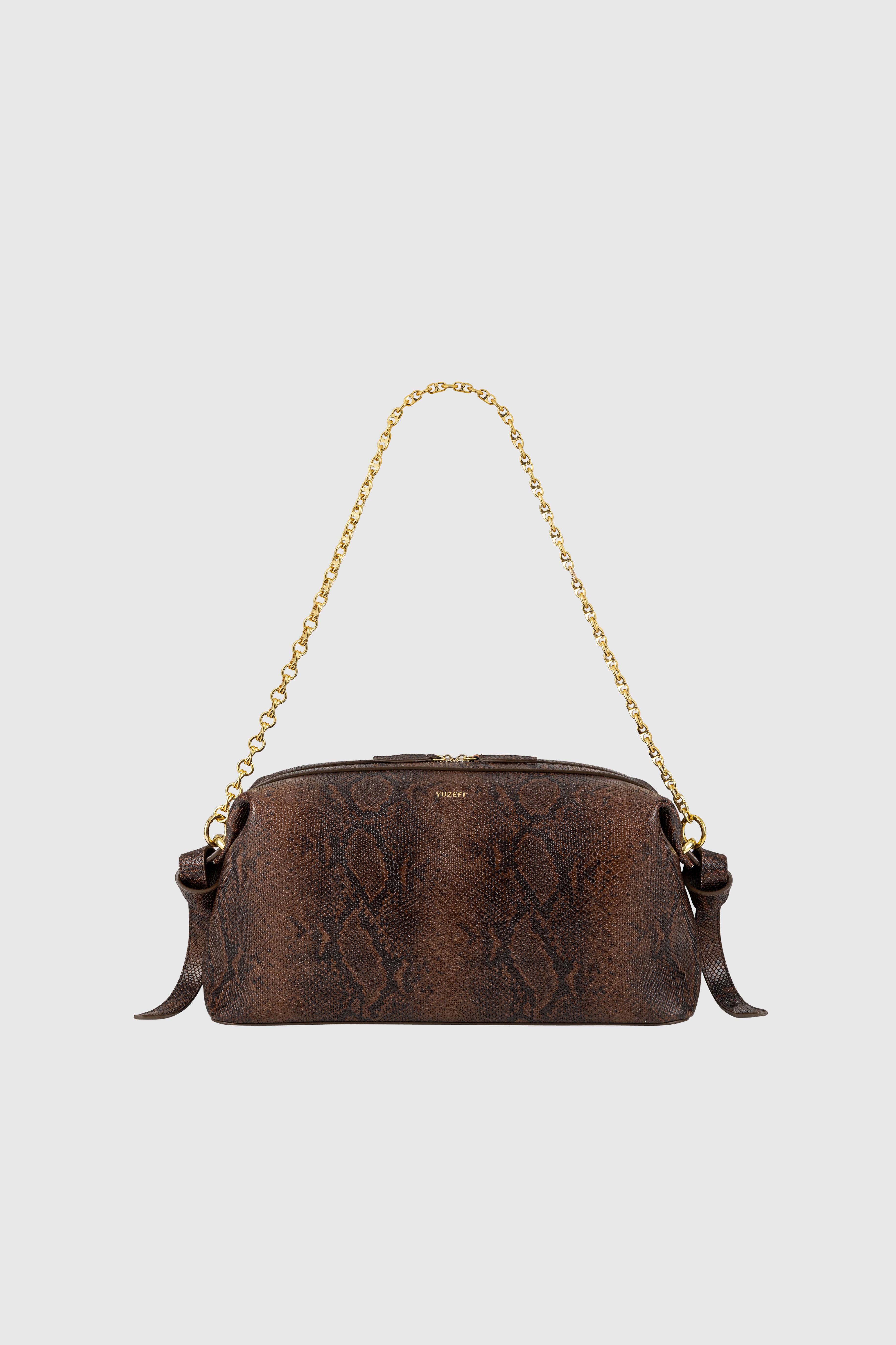 BRIOCHE POUCH - EMBOSSED SNAKE COWHIDE LEATHER