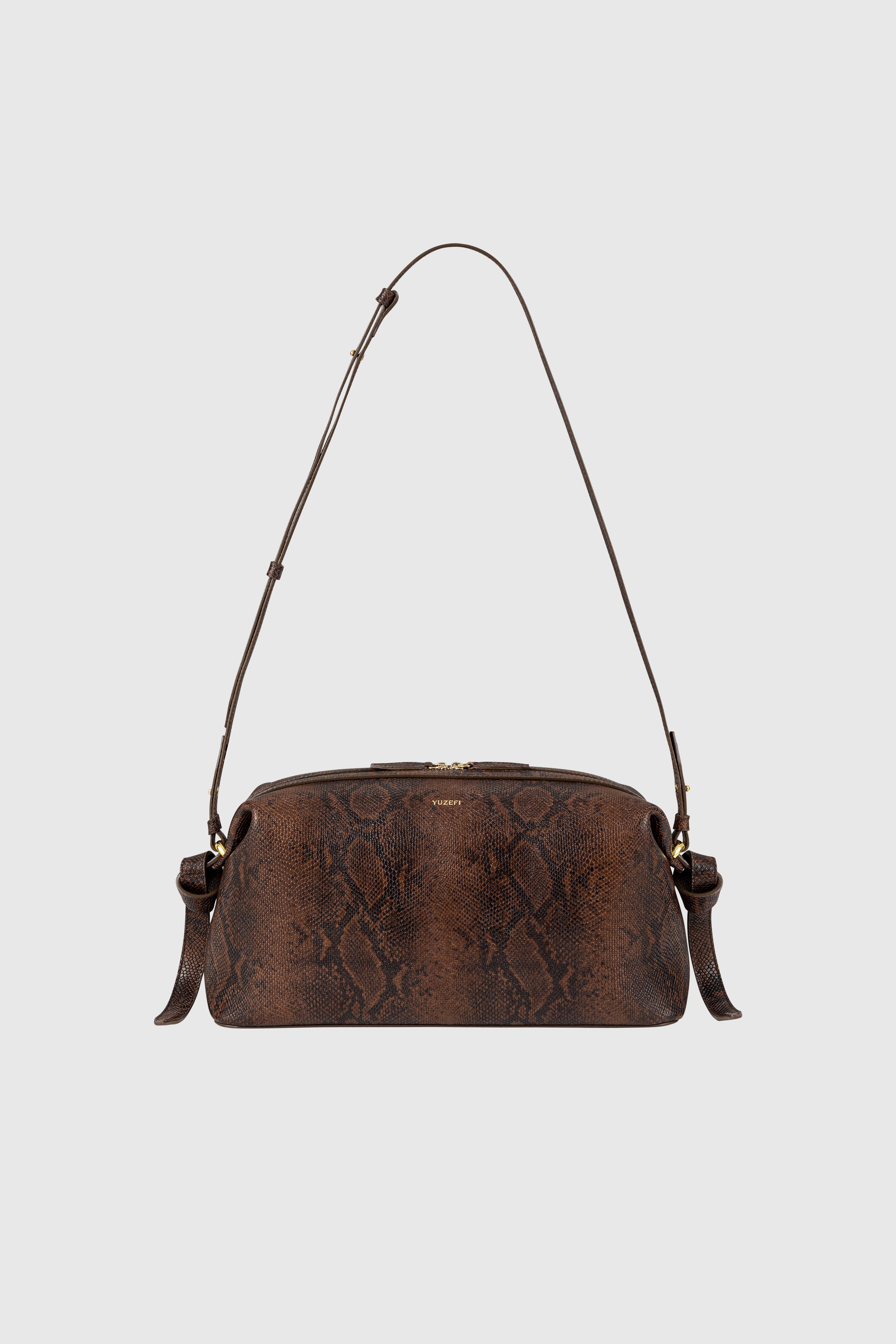 BRIOCHE POUCH - EMBOSSED SNAKE COWHIDE LEATHER
