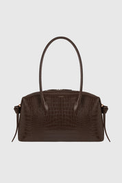 BRIOCHE DUFFLE - EMBOSSED ESPRESSO CROC LEATHER