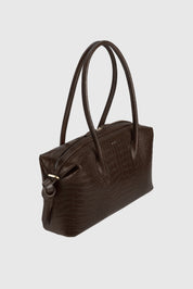 BRIOCHE DUFFLE - EMBOSSED ESPRESSO CROC LEATHER