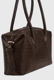 BRIOCHE DUFFLE - EMBOSSED ESPRESSO CROC LEATHER