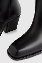 DELAVAR KNEE BOOT - BLACK LEATHER