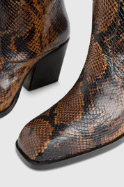 DELAVAR KNEE BOOT - EMBOSSED COGNAC SNAKE LEATHER