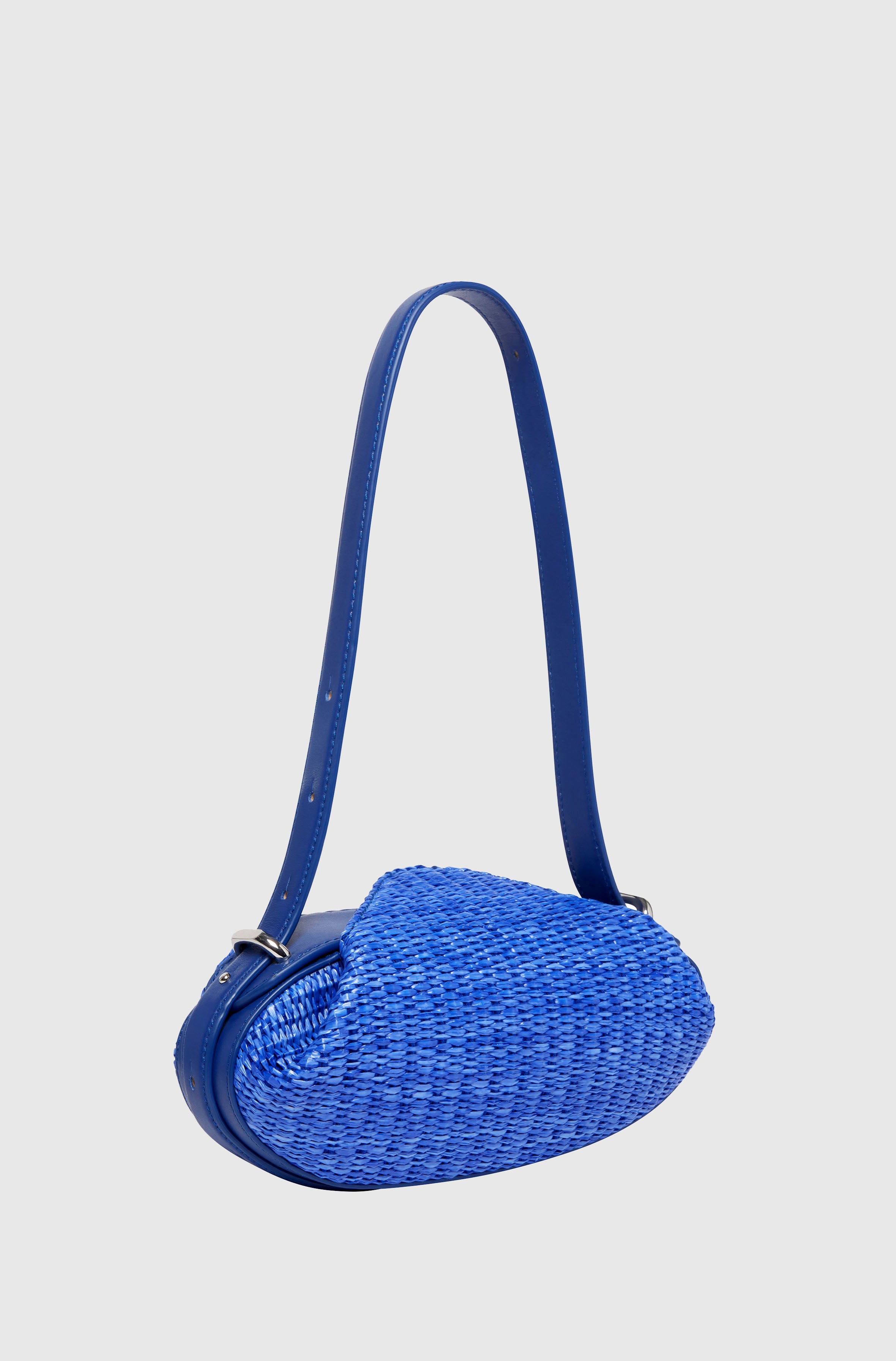 DINNER ROLL - AMALFI BLUE RAFFIA AND LEATHER