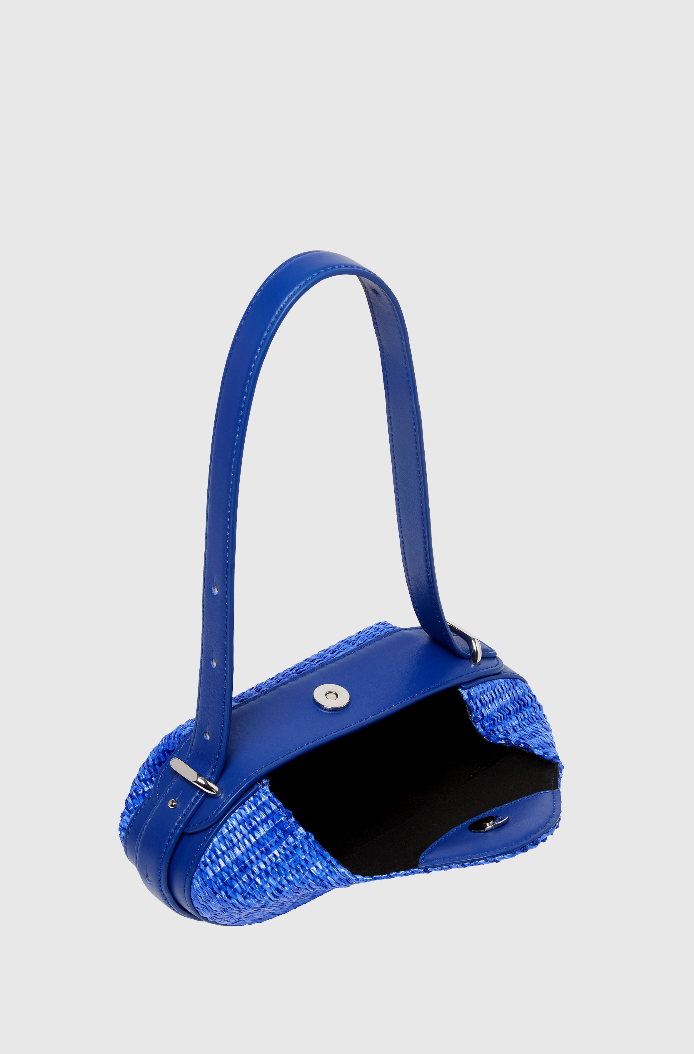 DINNER ROLL - AMALFI BLUE RAFFIA AND LEATHER